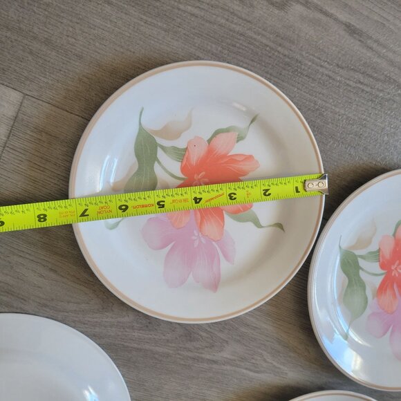 Corelle Pacifica Dinnerware Set Of 4 Floral Plates 7.25" Pink & Orange Flower De - Picture 4 of 4